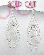 Long Geometric Sterling Silver Dangle Earrings