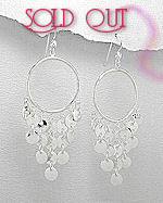 Sterling Silver Hoop and Disk Chandelier Earrings