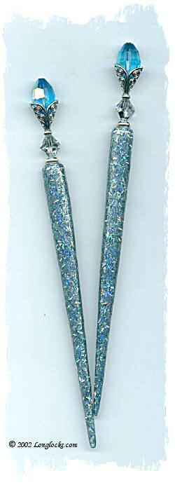 Absolutely Aqua LongLocks GlitterStix Hair Sticks