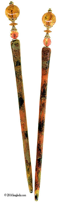 Amber Jewel Special Edition bijoustix LongLocks HairSticks - Click to see our full catalog!