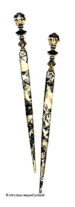 Antique Toile LongLocks DecoStix Hair Sticks