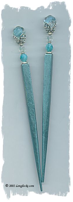 Aqua Silk LongLocks HairSticks