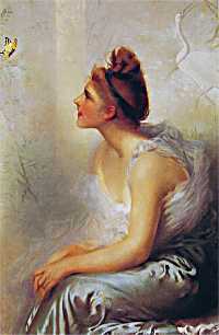 Beauty and the Butterfly by Vittorio Corcos - Click to send as a free postcard!