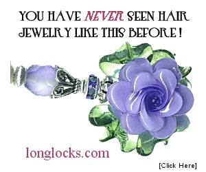 LongLocks HairSticks Boutique, exquisite one-of-a-kind art glass hair jewelry designed and hand crafted for the uncommon woman. Rapunzel never had it so good...