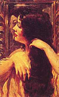 Brunette Combing Her Hair by James Carroll Beckwith - Click to send as a free postcard!