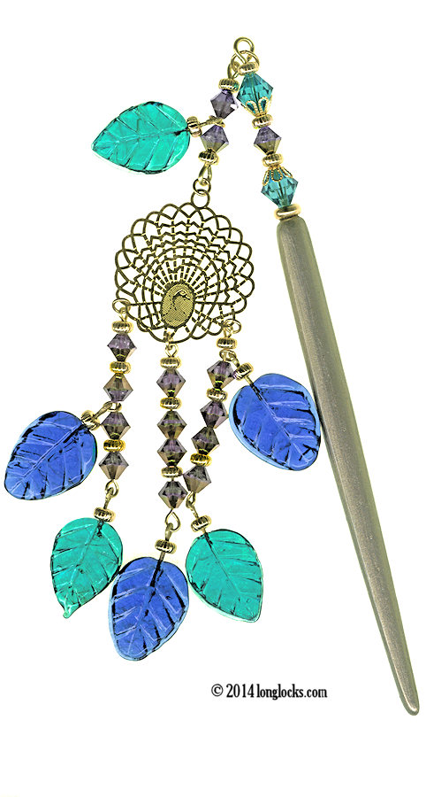 Courtyard Peacock LongLocks GeishaStix Hair Pin