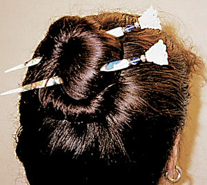 Cynthia shows off her Butterflies Custom LongLocks DecoStix Hair Sticks