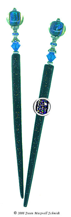 Dichroic Moon LongLocks HoloStix Hair Sticks