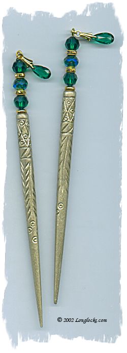 Emerald Elegance LongLocks SwingStix Hair Sticks