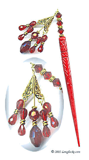 Fire Dragon LongLocks GeishaStix Hair Sticks