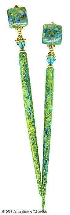 Green Macaw Special Edition LongLocks MarbeliStix Hair Sticks