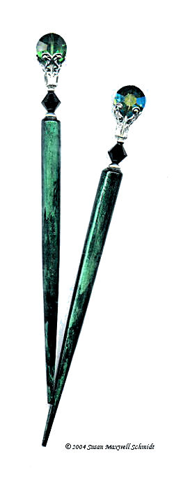 Green Tourmaline LongLocks FantasyStix Hair Sticks