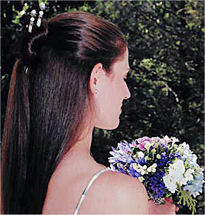 Holly Magill shows off her Moonlit Garden Custom LongLocks BridalStix Hair Sticks