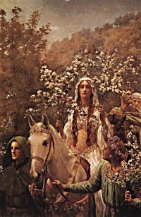 Guinevere's Maying by the Hon. John Collier - Click to send as a free postcard!