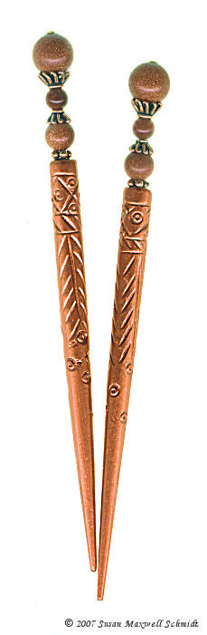Hot Copper LongLocks GemStix Hair Sticks