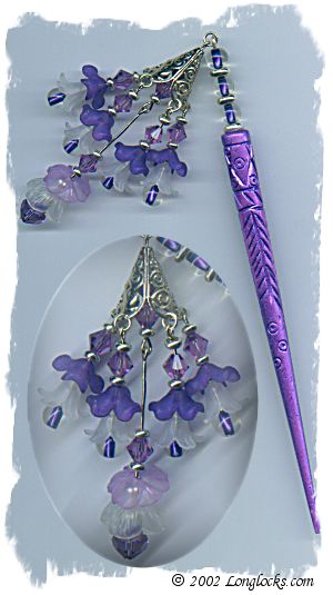 Japanese Iris LongLocks GeishaStix Hair Sticks