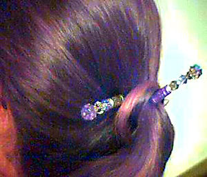 Larissa shows off her Purple Mist LongLocks DuetStix Hair Sticks