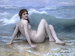 La Vague by William Bouguereau - Click to send this painting as a postcard!