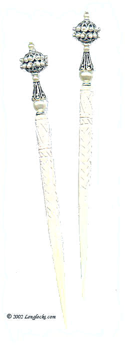 Maiden Pearl LongLocks SterlingStix Hair Sticks