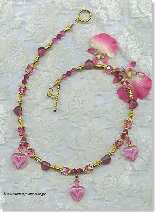 My Heart's Desire Waltzing Willow Venetian Art Glass and Vermeil Necklace