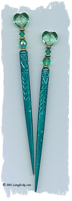 Ocean Heart LongLocks GemStix Hair Sticks
