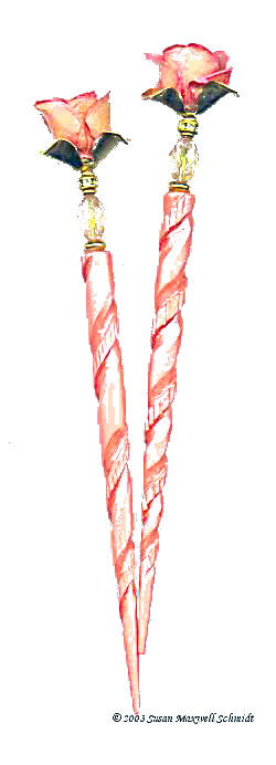 Peach Twist LongLocks RoseStix Hair Sticks