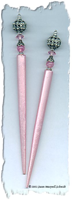 Pearl Pink LongLocks SterlingStix Hair Sticks