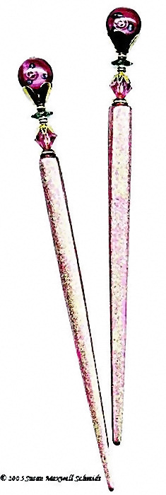 Pink Rose LongLocks HairSticks Hair Jewelry Design - Click to see our hair jewelry catalog!