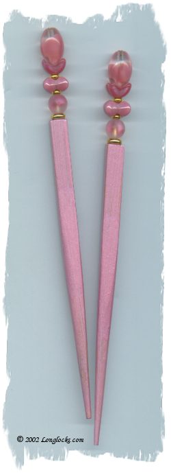 Pink Spirea LongLocks HairSticks