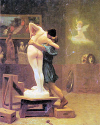 'Pygmalion and Galatea' by Jean Leon Gerome - Click to send as a free postcard!