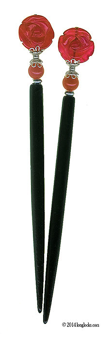 Radiant Rose Special Edition Original LongLocks HairSticks - Click to see our hair jewelry catalog!