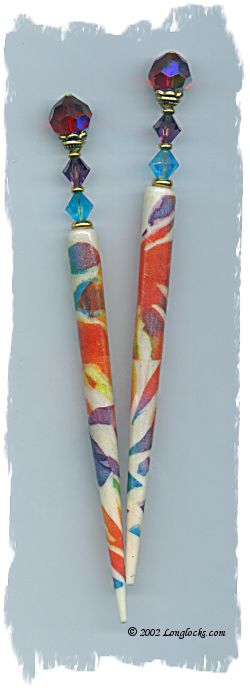 Rainbow Flame LongLocks DecoStix Hair Sticks