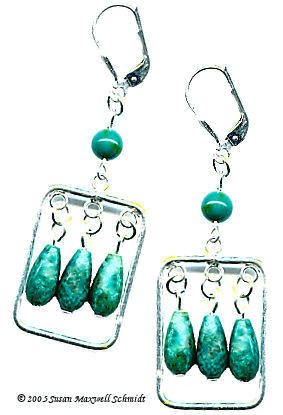 Southwest Sensation Waltzing Willow Geunine Turquoise and Sterling Silver Earrings
