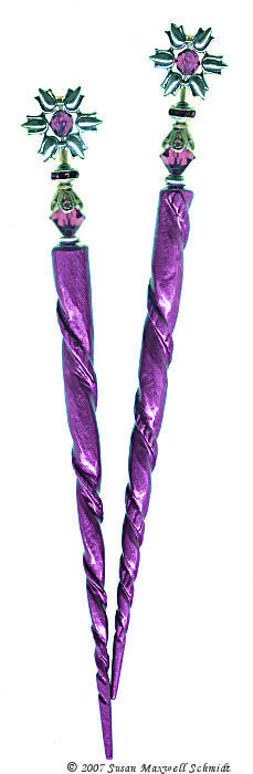 Spinning Plum LongLocks SterlingStix Hair Sticks