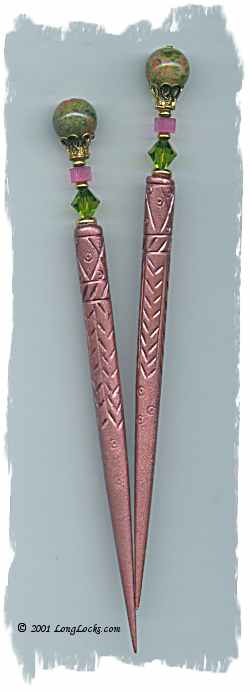 Unakite Rose GemStix Hair Sticks