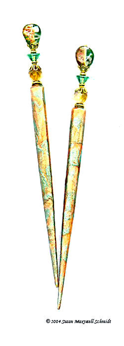 Verdigris Bronze LongLocks GossamerStix Hair Sticks