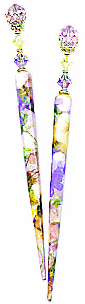 LongLocks Watercolor Garden DecoStix Decoupage Hair Sticks