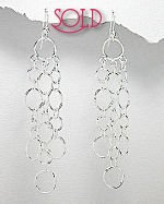 Long Light Dangling Sterling Circle Earrings