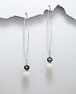 Black and White Pearl Sterling Silver Earrings