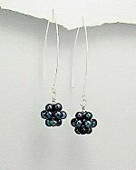 Sterling Silver Tahitian Pearl Cluster Dangle Earrings