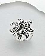 Large Sterling Silver Spotted Flower Ring