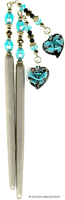 Blissful Blue Special Edition LongLocks SwingStix Hair Pins With Dangles