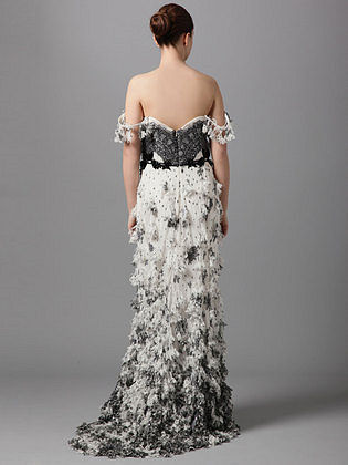 Carolina Herrera Black & White Floral Lace Gown - Back