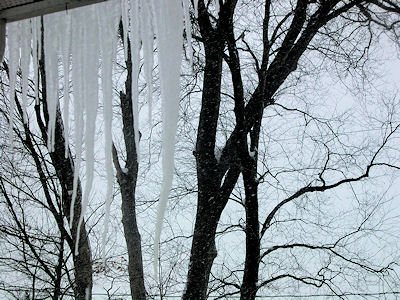 Icicles Suspended from a Porch Overhang