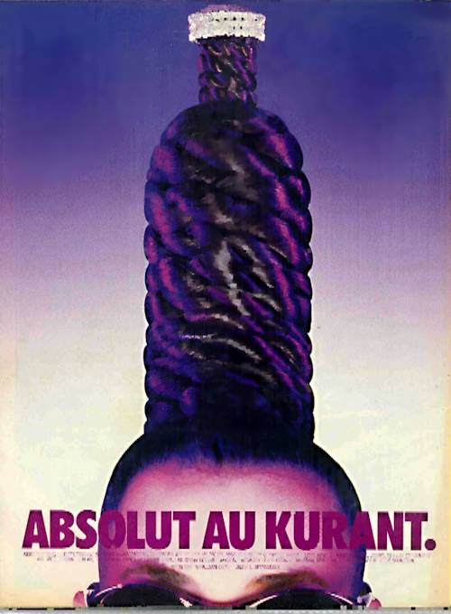 Vintage Absolut Kurant Vodka Ad With Hair Braid Wrapped Bottle