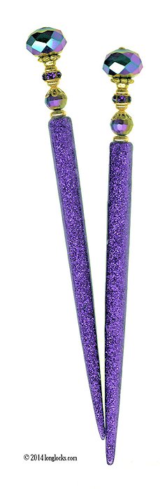 Lilac Electric LongLocks GlitterStix Hair Sticks