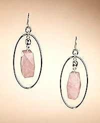 Adrienne Vittadini Rose Quartz Hoop Earrings