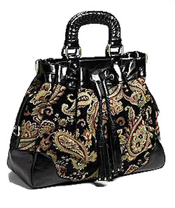 Isabella Fiore Tapestry Mahogany Satchel Handbag